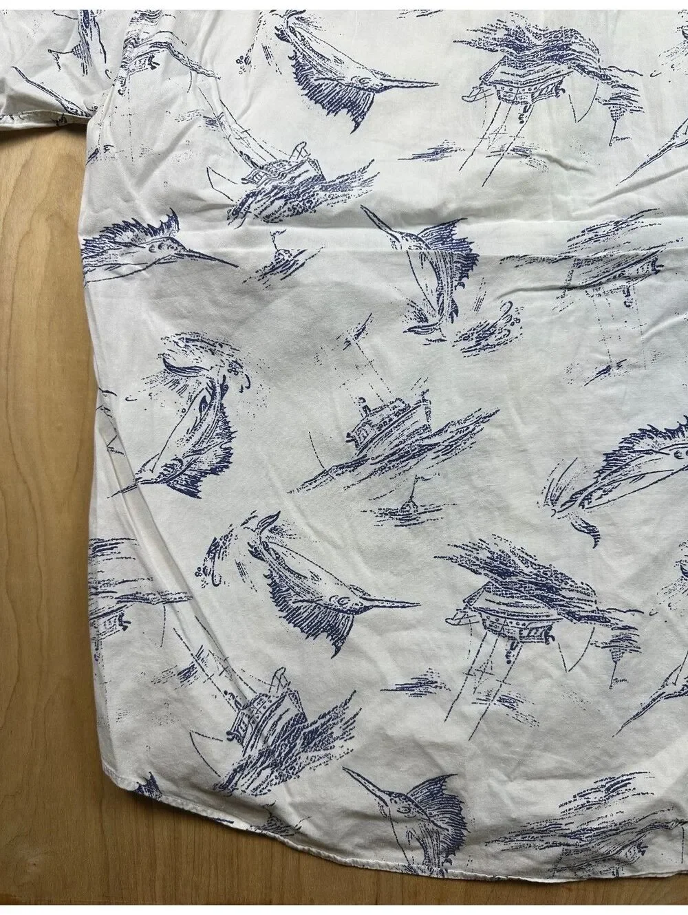 Vintage 80s Banana Republic Safari & Travel marlin button up shirt fish fishing